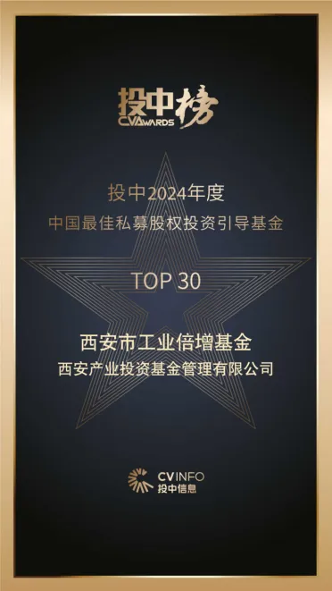 奮楫爭先，載譽前行⑤ || 西安市工業(yè)倍增引導基金榮登投中2024年度中國最佳私募股權(quán)投資引導基金TOP30榜單