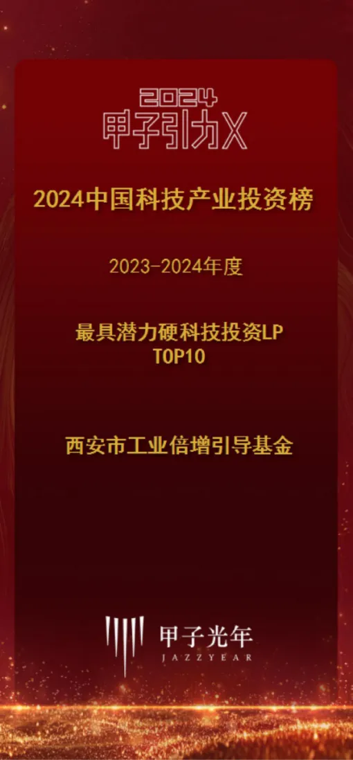 奮楫爭先，載譽前行④ || 西安市工業(yè)倍增引導基金榮獲2023-2024年度最具潛力硬科技投資LP TOP10